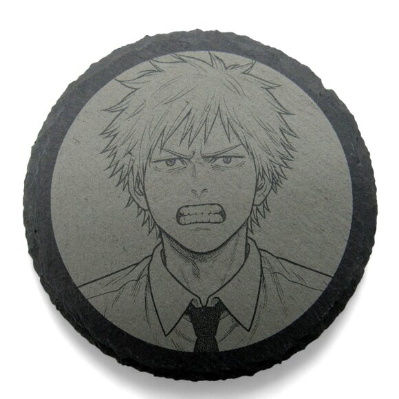 ANIME COASTER Set Of 4 Animations on Round Gray Slate 4x4" - Picture 4 of 6